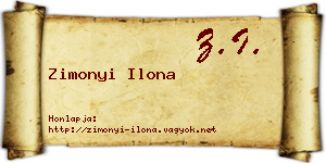 Zimonyi Ilona névjegykártya